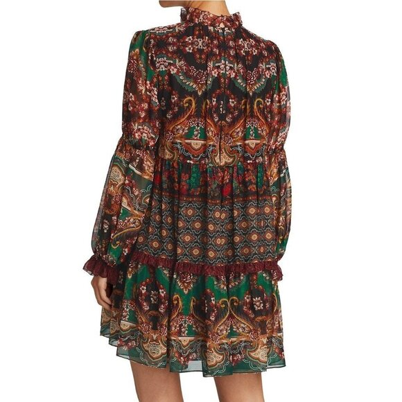 Alice & Olivia Marella Mockneck Paisley Shift Dress - Picture 2 of 9